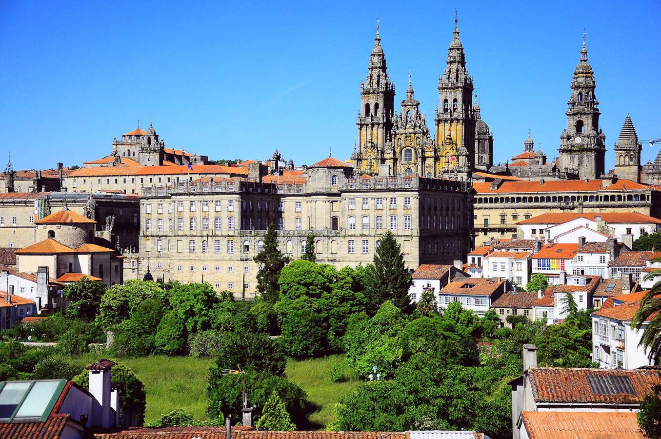 Santiago de Compostela. Vista panoramica sulla cattedrale.