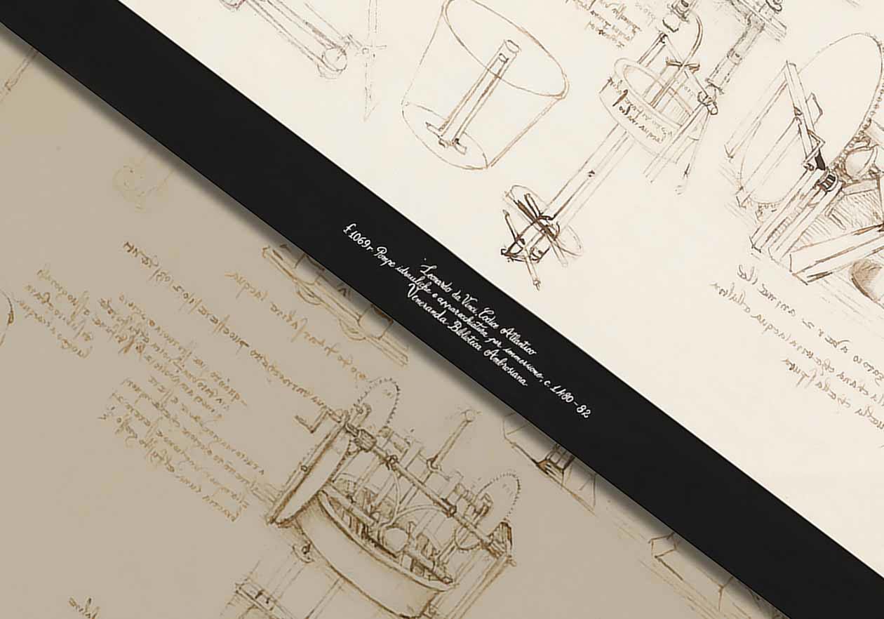 Foulard Dolce&Gabbana Alta Sartoria Atlantico. Leonardo da Vinci, Codice Atlanticof. 798 r: Studi geometrici e di fontanePenna e inchiostro, c. 1487-90. Copyright © Dolce&Gabbana