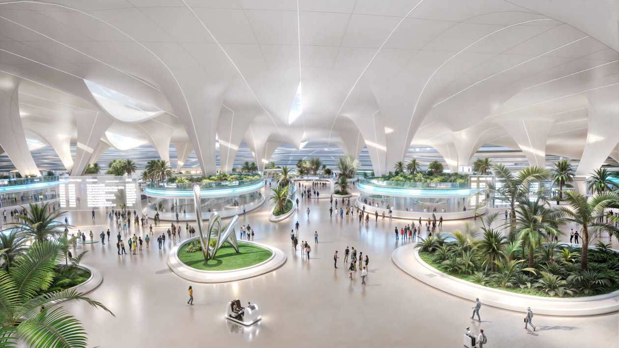 DWC Al Maktoum International Airport, Artist's impression of the AED 128 billion expansion of DWC. Copyright © Dubai Airports
