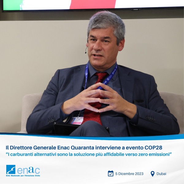 Direttore Generale Enac Alessio Quaranta alla COP28 di Dubai. © Enac