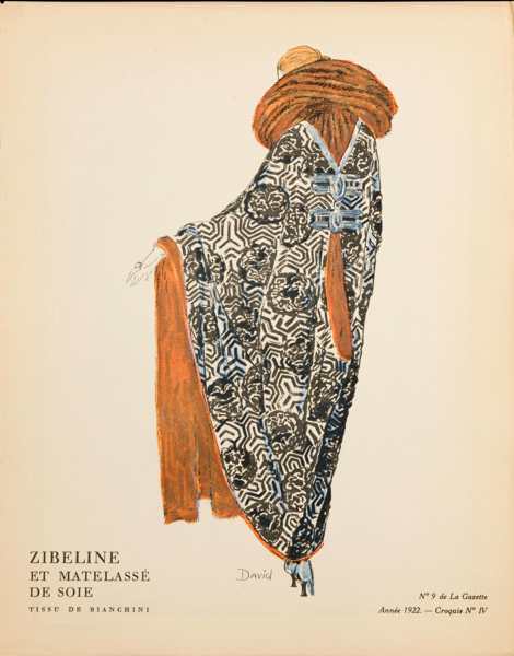 Gazette du Bon Ton, n. 9, cr. n. IV, 1922.  Zibeline et matelassé desoie. Tissu de Bianchini.  Museo del Tessuto, graziead un anonimo donatore.