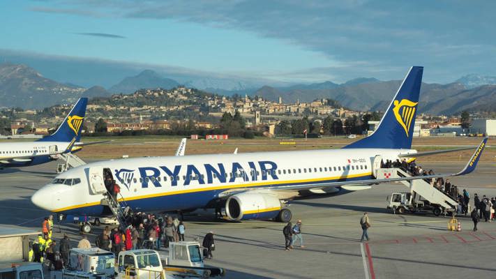 Coronavirus: Ryanair cancella fino al 25% dei voli italiani