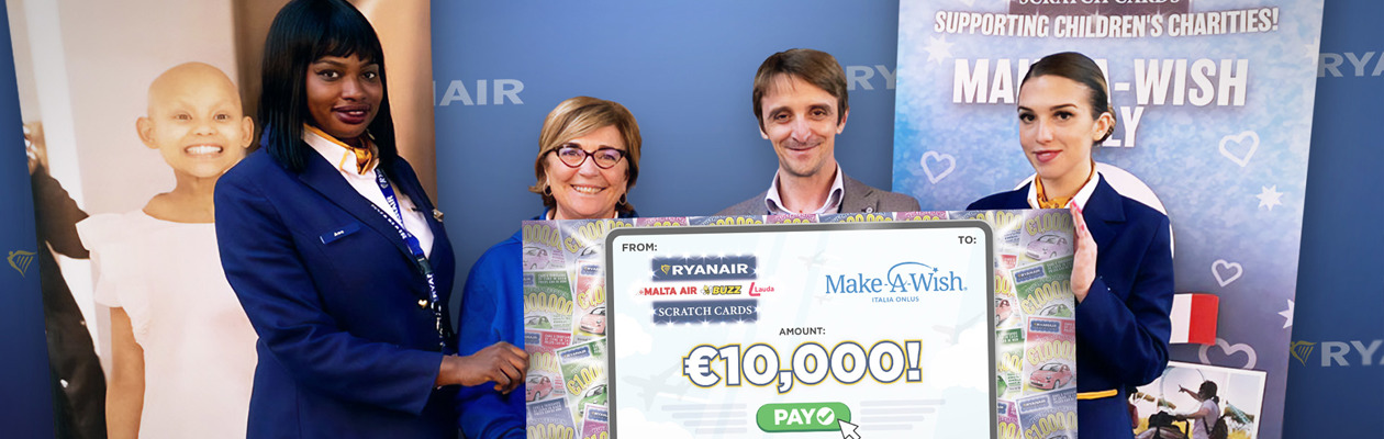 Make-A-Wish Italia riceve la donazione di Ryanair