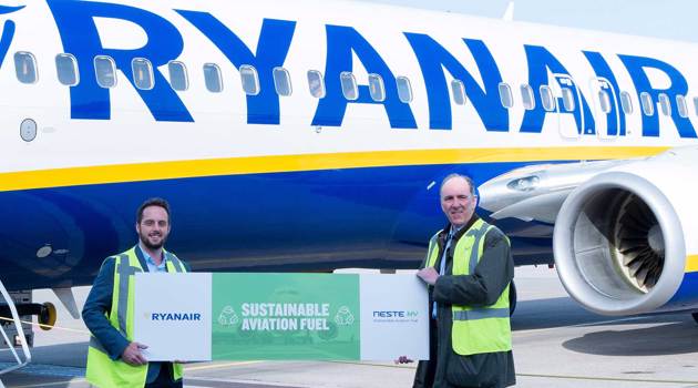 Ryanair in partnership con Neste Holland per voli con il 40% di miscela Saf