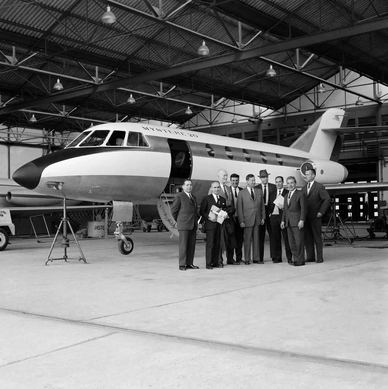 Charles Lindbergh's visit, May 4, 1963. Copyright © Dassault Falcon Jet Corp., Dassault Aviation.