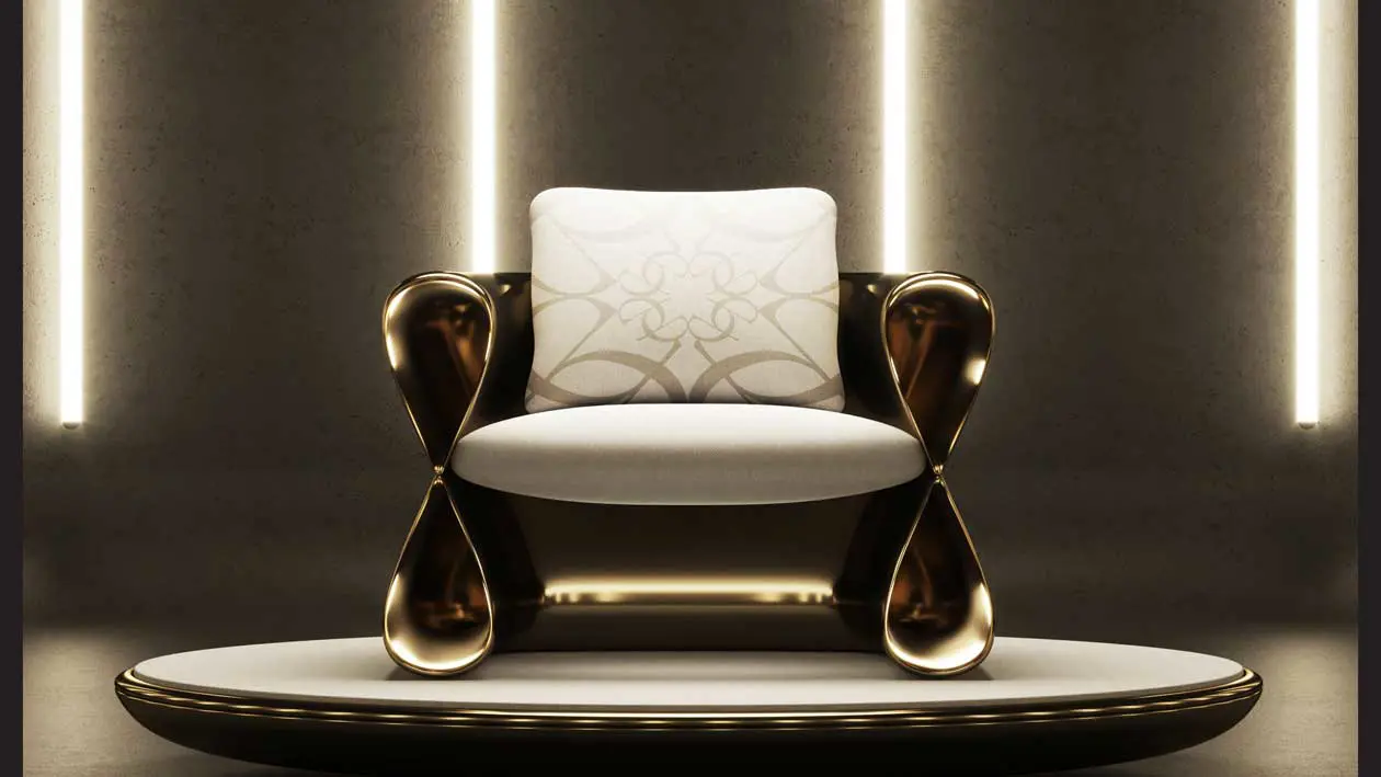 The armchair “L'Infini” by Elie Saab Maison in collaboration between the architect Carlo Colombo