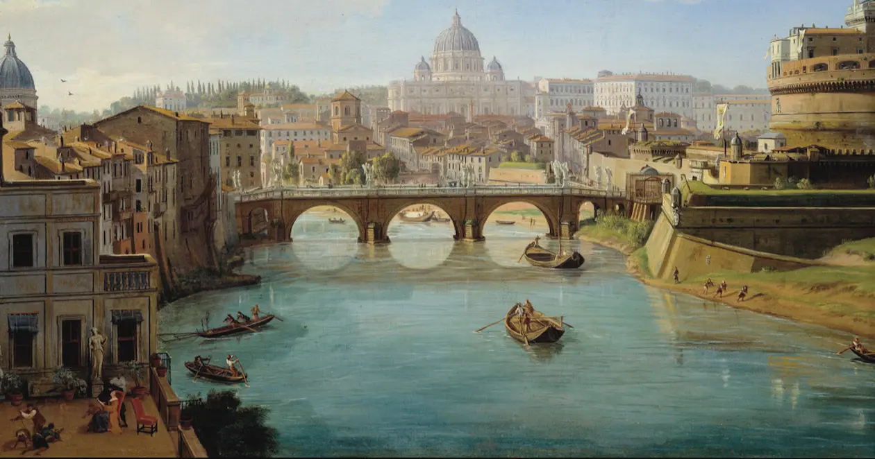 Caspar van Wittel conosciuto in Italia come Gaspare Vanvitelli (1653-1736), Veduta di Castel Sant’Angelo a Roma, olio su tela, 1683-1722, Musée de Beaux-Arts, Rouen,  Credits: Photo © Photo Josse / Bridgeman Images.