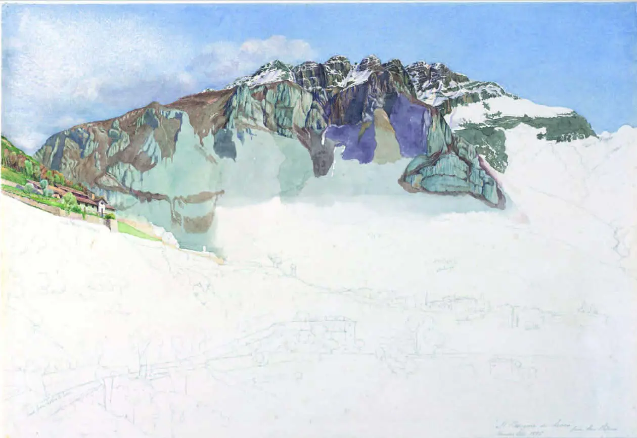 Frank Randal, Il Resegone di Lecco, 1885, acquerello, New York, Metropolitan Museum of Art, Robert Lehman Collection