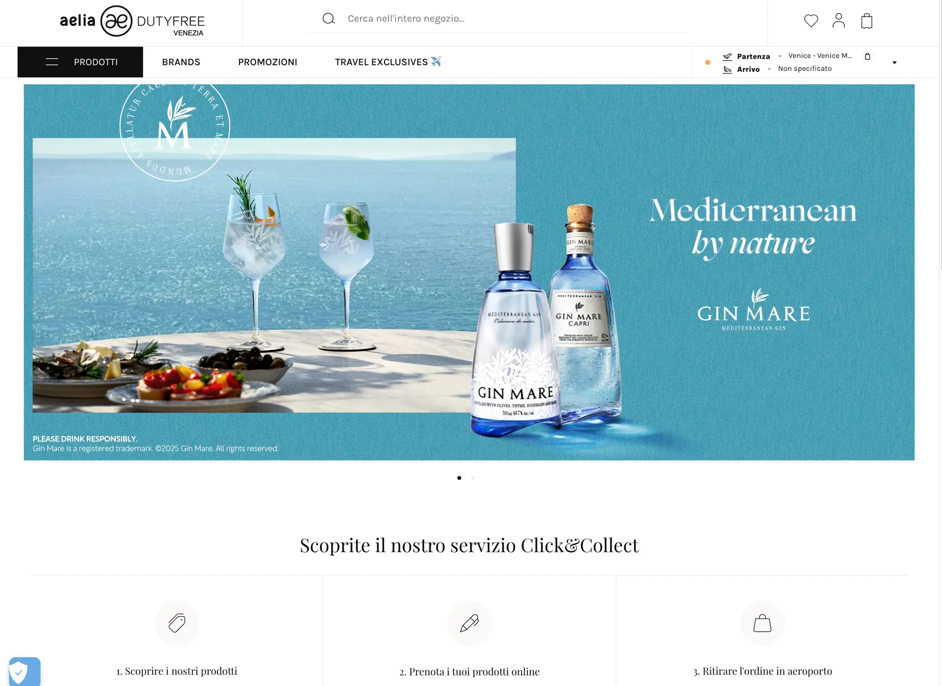 Website Aelia Duty Free Venezia. Copyright © Aelia Duty Free 