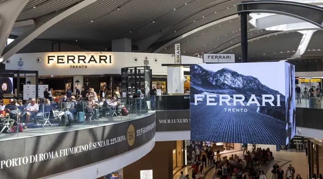 A new Ferrari Spazio Bollicine at Rome Fiumicino Airport