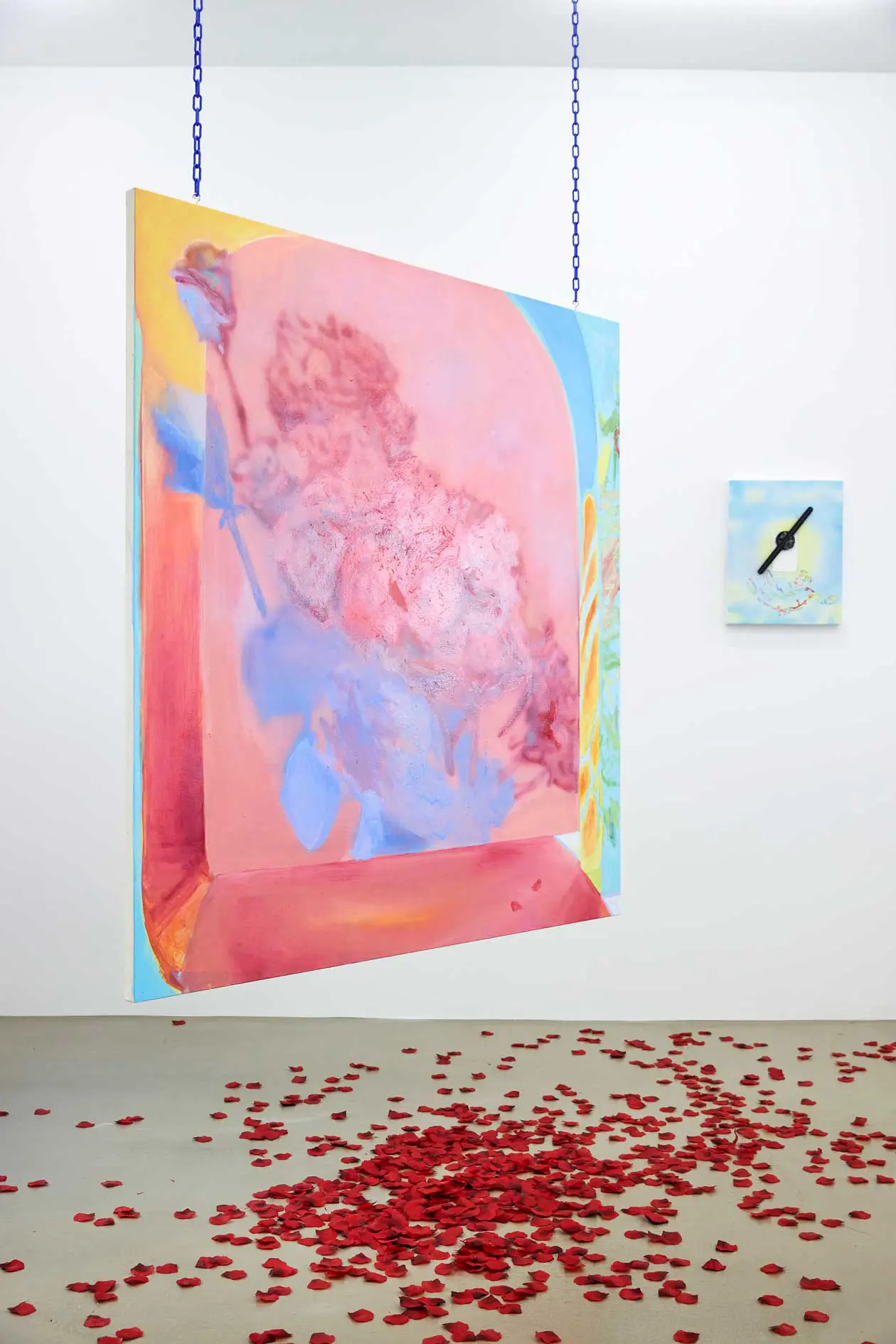 Rachel Rossin, Fat nuisance (forgetting), 2020, Aerografo e pittura ad olio su tela tesa in alluminio, cm 165 x 165. Foto: Volker Renner.