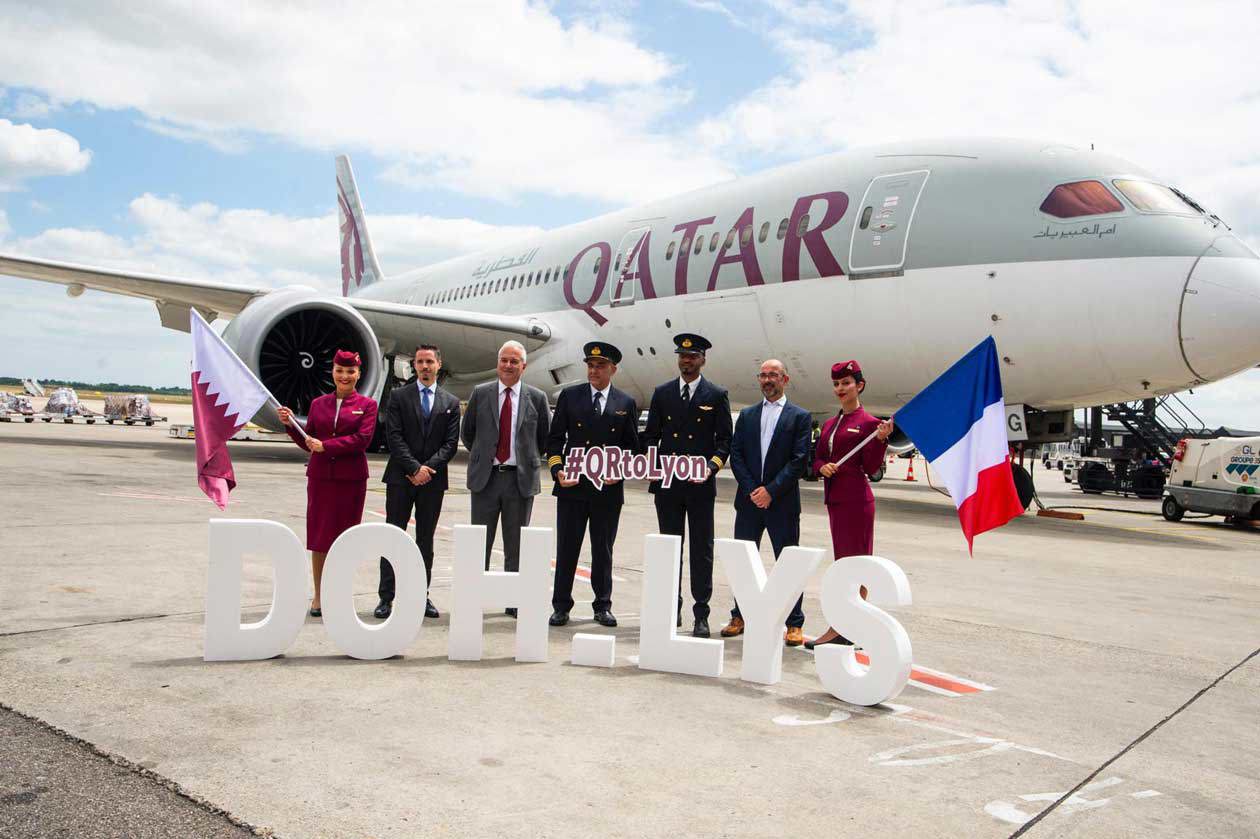 Qatar Airways flies to Lyon from Doha for the first time. Copyright © Qatar Airways