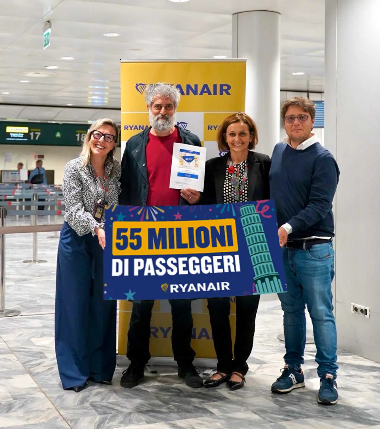 Ryanair raggiunge 55 milioni di passeggeri a Pisa Copyright © Ryanair