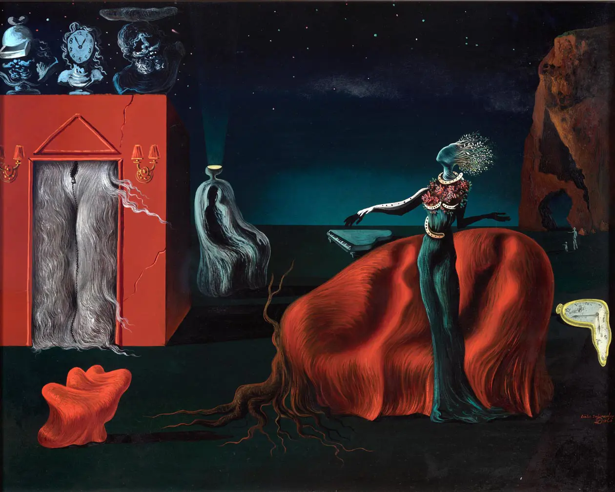 Salvador Dalí, Singularities, c. 1935, Oil and collage on board, 40,5 x 50 cm © Salvador Dalí, Fundació Gala-Salvador Dalí, Figueres, 2026