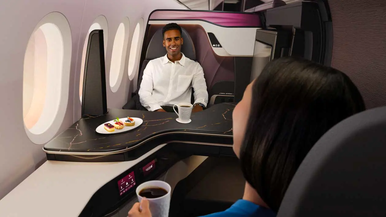 Qsuite Next Gen di Qatar Airways Foto: Copyright © Qatar Airways