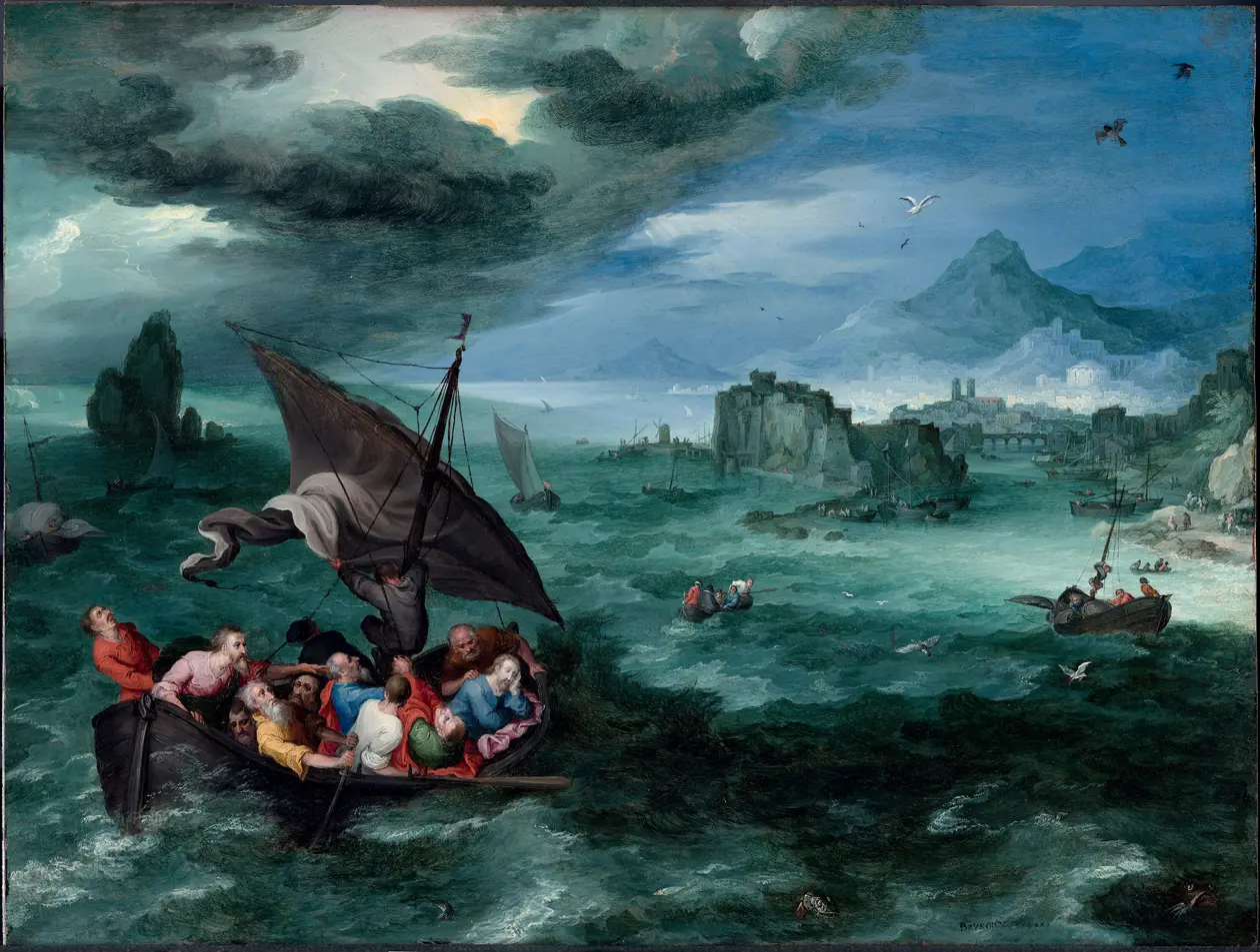 Jan Brueghel il Vecchio Cristo nella tempesta sul mare di Galilea / Christ in the Storm on the Sea of Galilee 1596 Olio su rame, cm 26,6 × 35 / oil on copper, 26.6 × 35 cm Copyright ©  Madrid, Museo Nacional Thyssen-Bornemisza