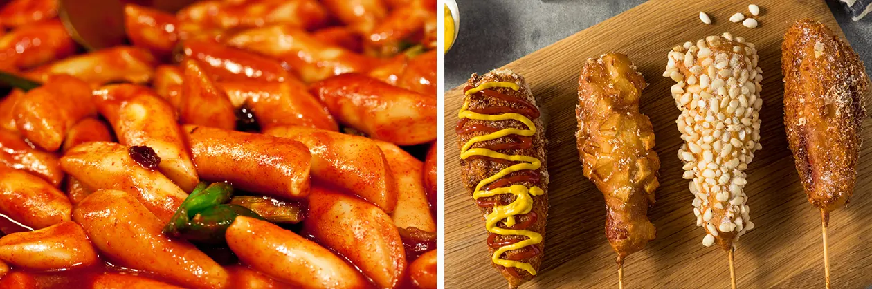 Tteokbokki e hot dog coreani Foto: Copyright © Sisterscom.com / Depositphotos