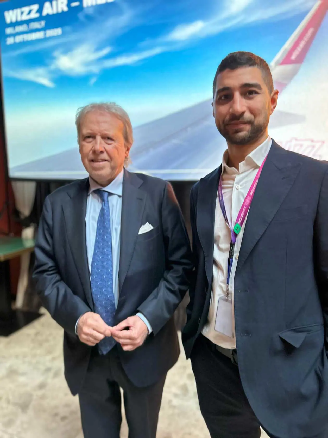 Aldo Schmid (Head of Aviation Business Development di Sea Aeroporti di Milano) e Salvatore Gabriele Imperiale (Corporate Communications Manager di Wizz Air).