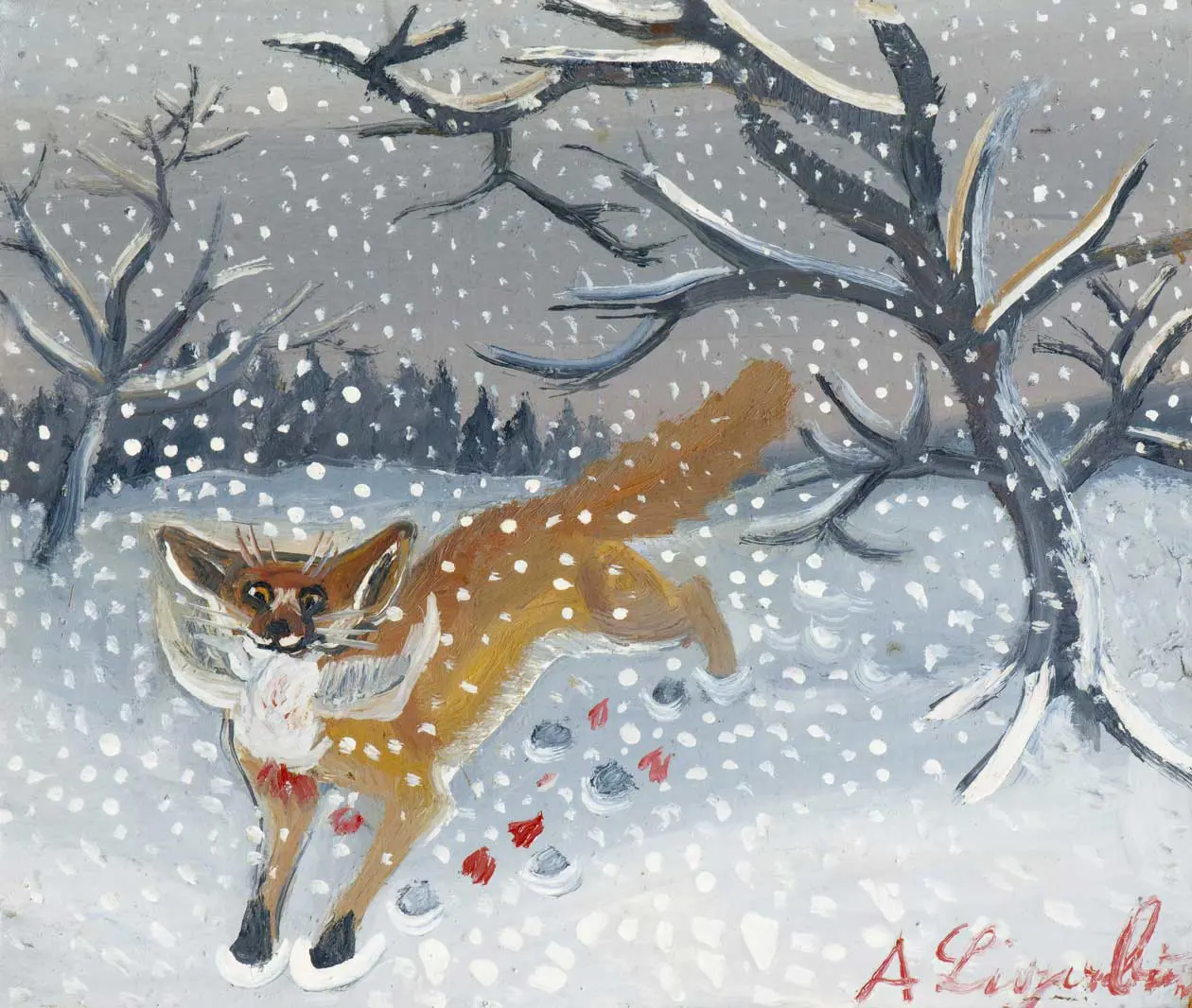   Antonio Ligabue, Volpe, 1948-1953 ca. Olio su cartone, Modena, Museo Civico. courtesy Archivio Fotografico del Museo civico di Modena.