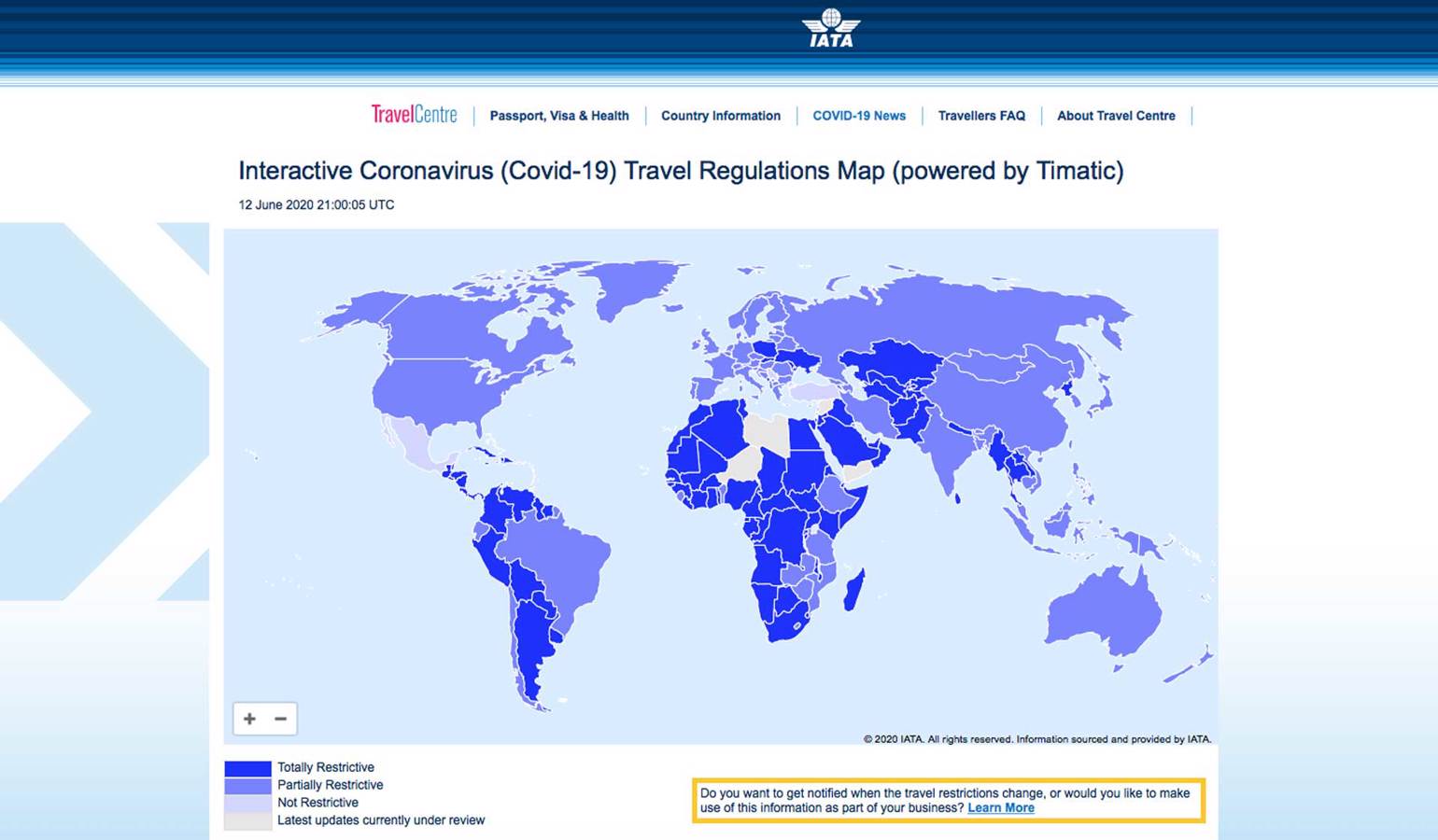 travel restrictions map iata