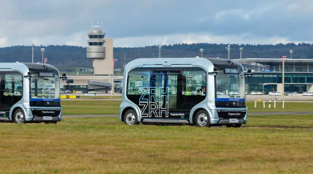 Zurich Airport: Autonomous Shuttle Bus and Passenger Bus Powered by Solar Diesel