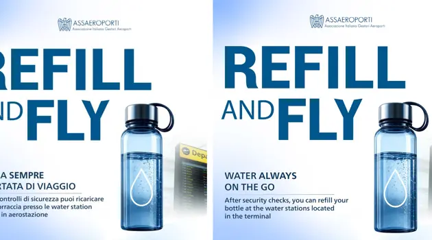 Refill and Fly: free drinking water at Italian airports