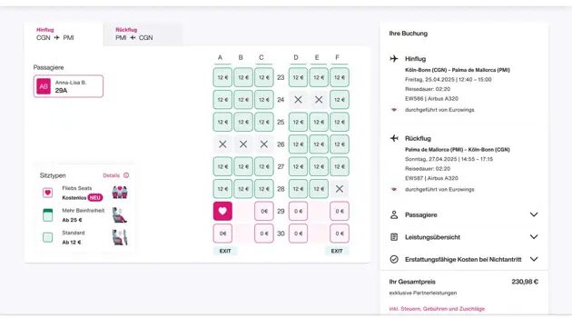 Eurowings launches singles seats on board