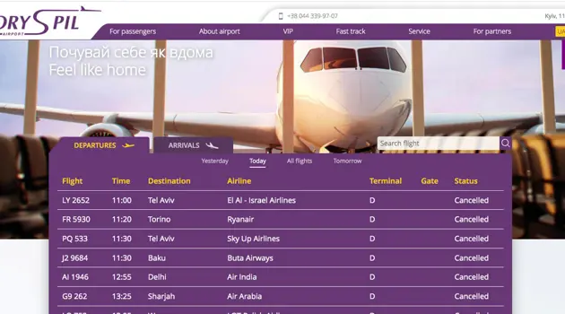 Canceled all flights from Kyiv airports
