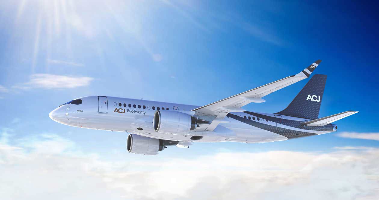 ACJ TwoTwenty in the sky. Copyright © Airbus SAS 2020.