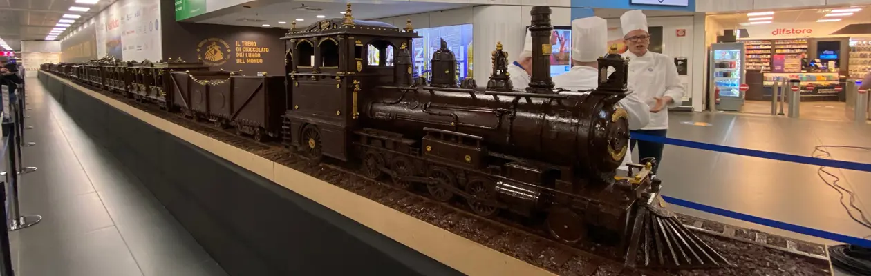 A record-breaking chocolate train at Milan Bergamo airport