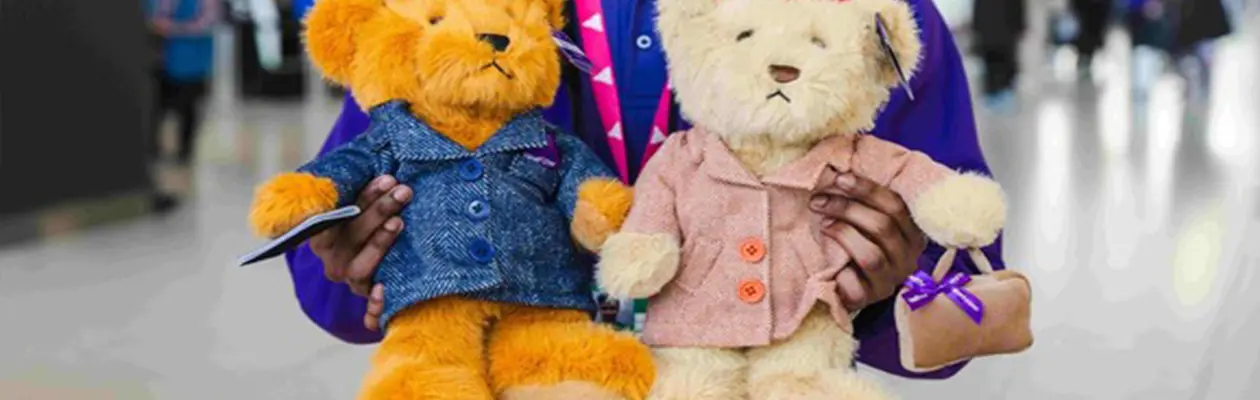 Doris and Edward bear arrive at Heathrow