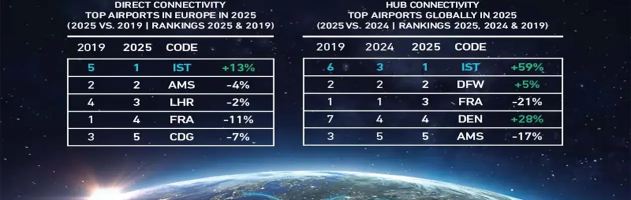 Istanbul leader nella connettività aerea degli hub globali
