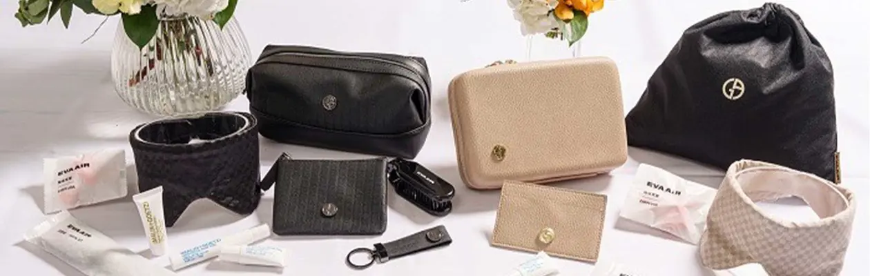 Amenity kit di EVA Air in collaborazione con Giorgio Armani