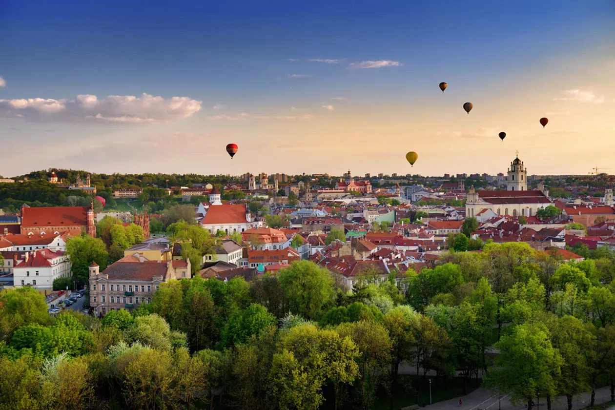 Landscape of historical center of Vilnius from Gediminas hill. Copyright © Sisterscom.com, Shutterstock