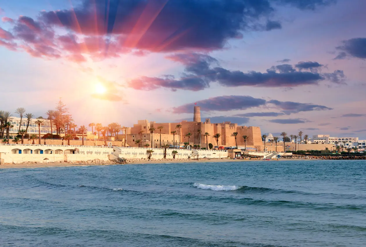 View of the ancient Ribat fortress at sunset in Monastir Copyright © Sisterscom.com, Shutterstock