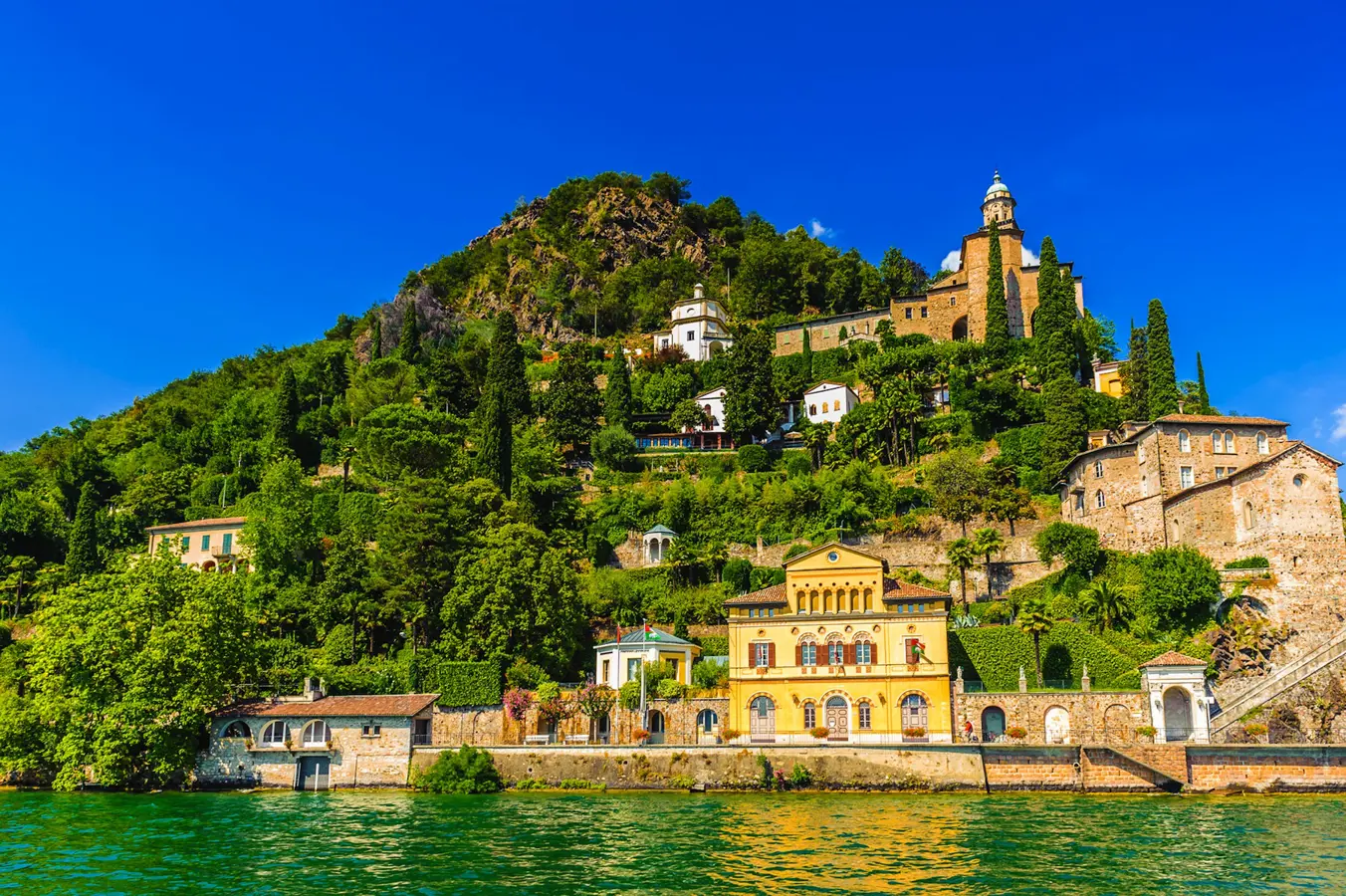 Lugano. Morcote on Lake of Lugano. 