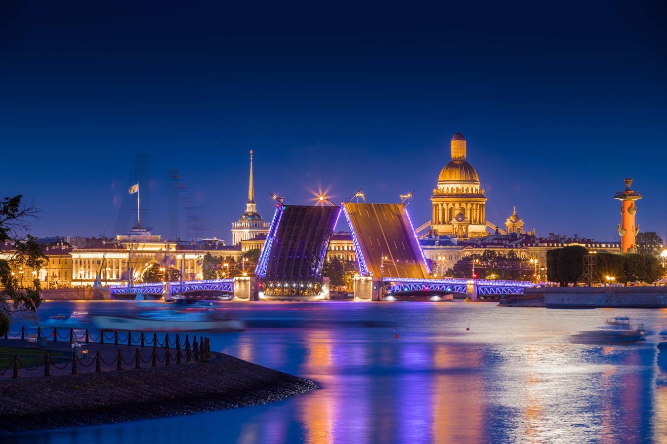Bridges of St. Petersburg at night.
