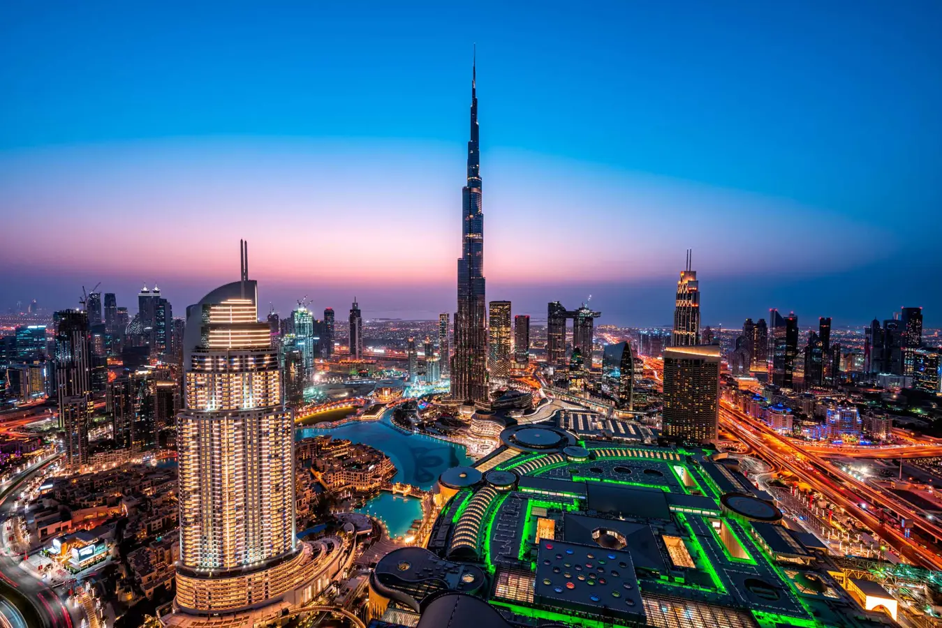 Dubai skyline at night. 