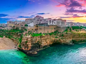 The crystal-clear waters of the Bari coast