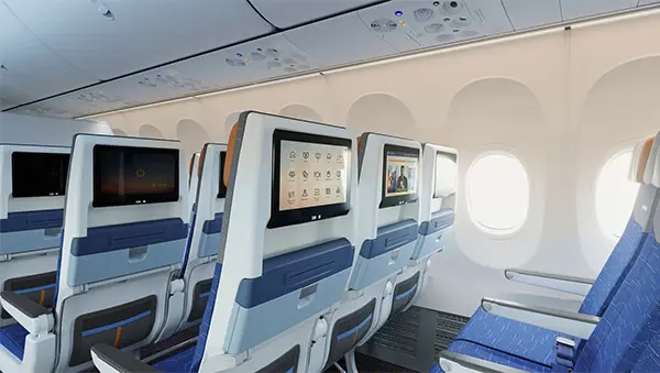 Interni businnes ed economy class del Boeing 737 MAX di flydubai  Foto: Copyright © flydubai