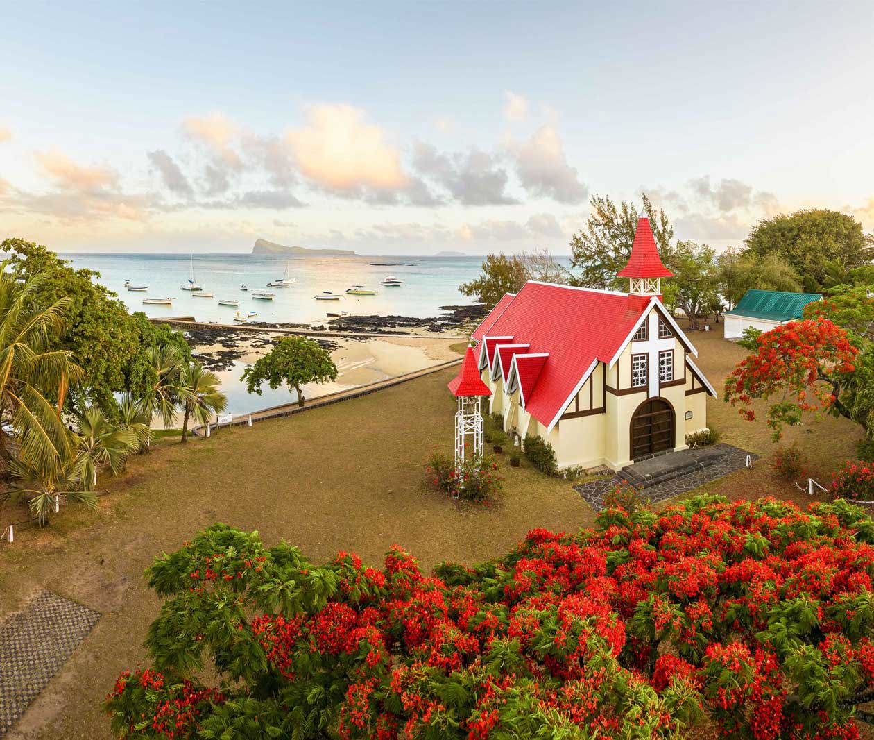 CULTURE, RED CHURCH CAP MALHEUREUX. Copyright © Mauritius Tourism Promotion Authority