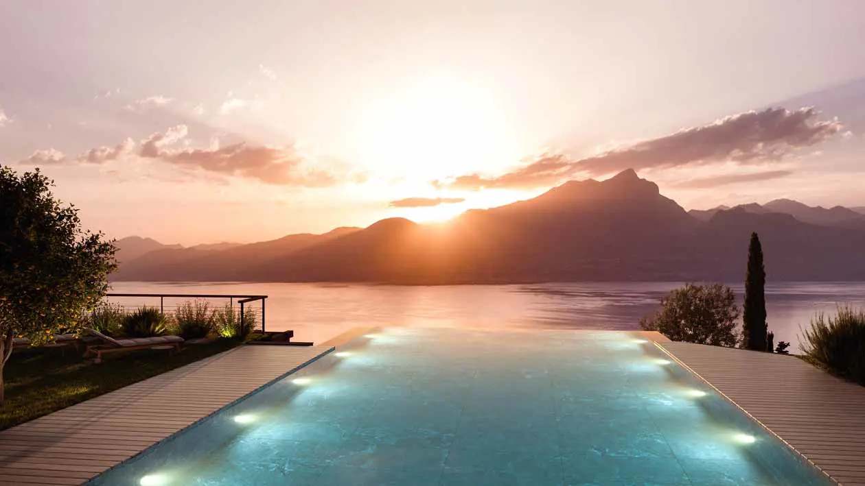 Cape of Senses. Pool Infinity, tramonto. Copyright © Cape of Senses.