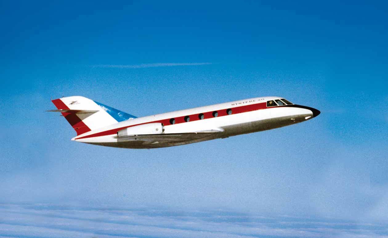 Mystere 20, First Flight, 1963. Copyright © Dassault Falcon Jet Corp., Dassault Aviation.
