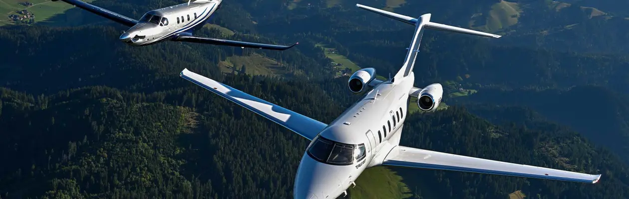 Pilatus con Dassault all'aeroporto di Lugano