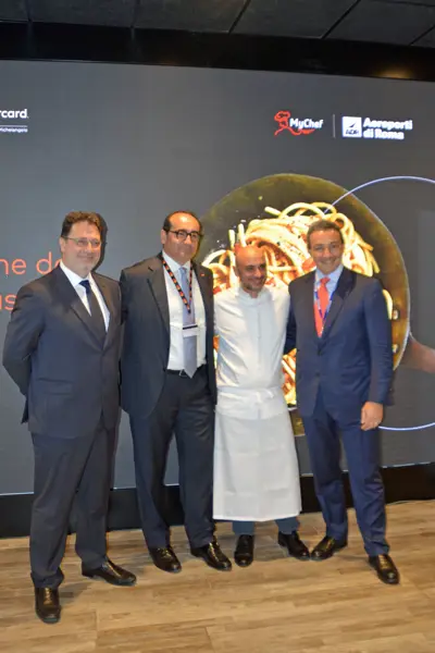 Momenti dell'inugurazione del Bistro by Mastercard all’aeroporto di Roma Fiumicino