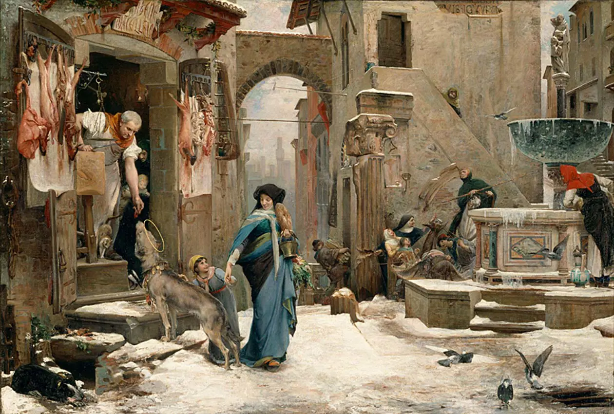 Luc Olivier Merson (1846 - 1920) Il lupo di Gubbio, 1877 - Olio su tela 88x133 cm Foto ad uso editoriale Copyright © Musée des Beaux-Arts, Lilla  - © RMN-Grand Palais (PBA, Lilla) / René-Gabriel Ojeda