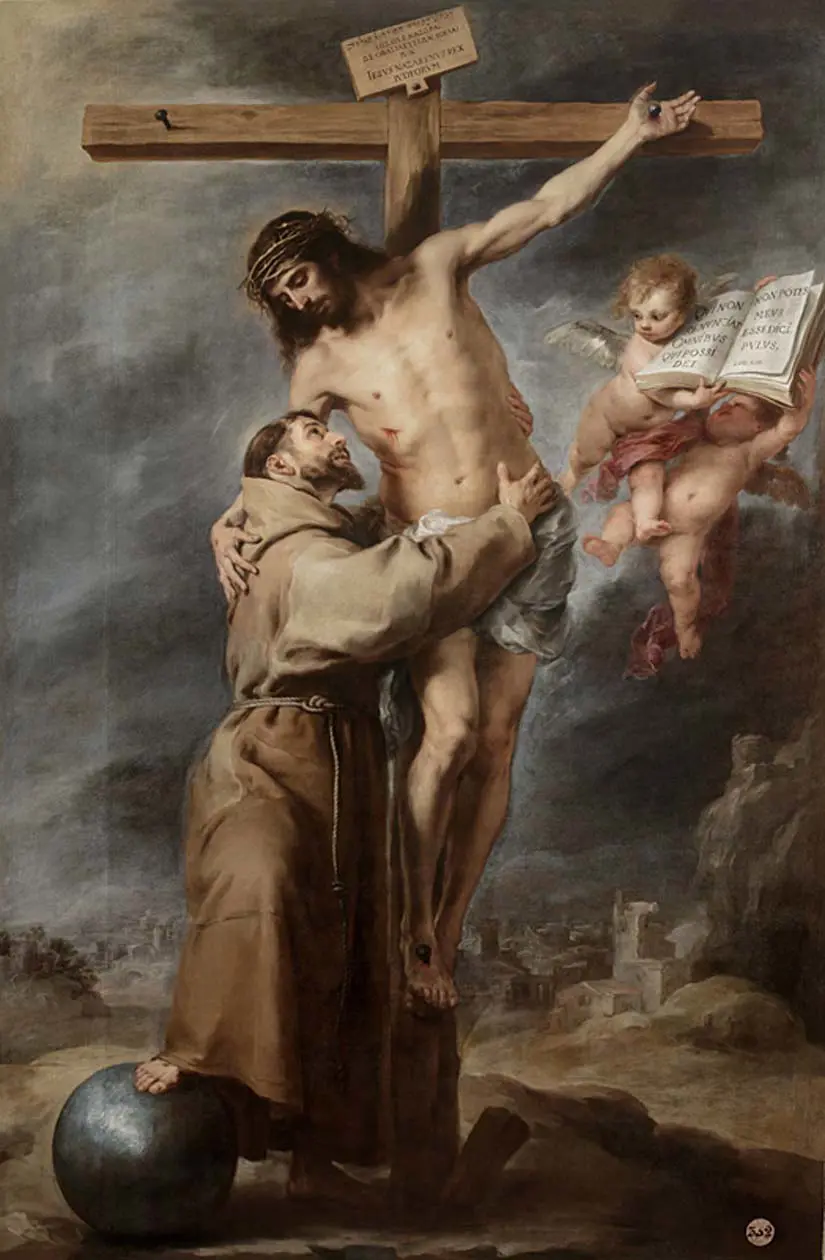 Bartolomé Esteban Murillo (1617 - 1682) San Francesco che abbraccia il Cristo crocifisso, 1668-9 - Olio su tela, cm 291x191 Foto ad uso editoriale Copyright © Museo di Belle Arti di Siviglia