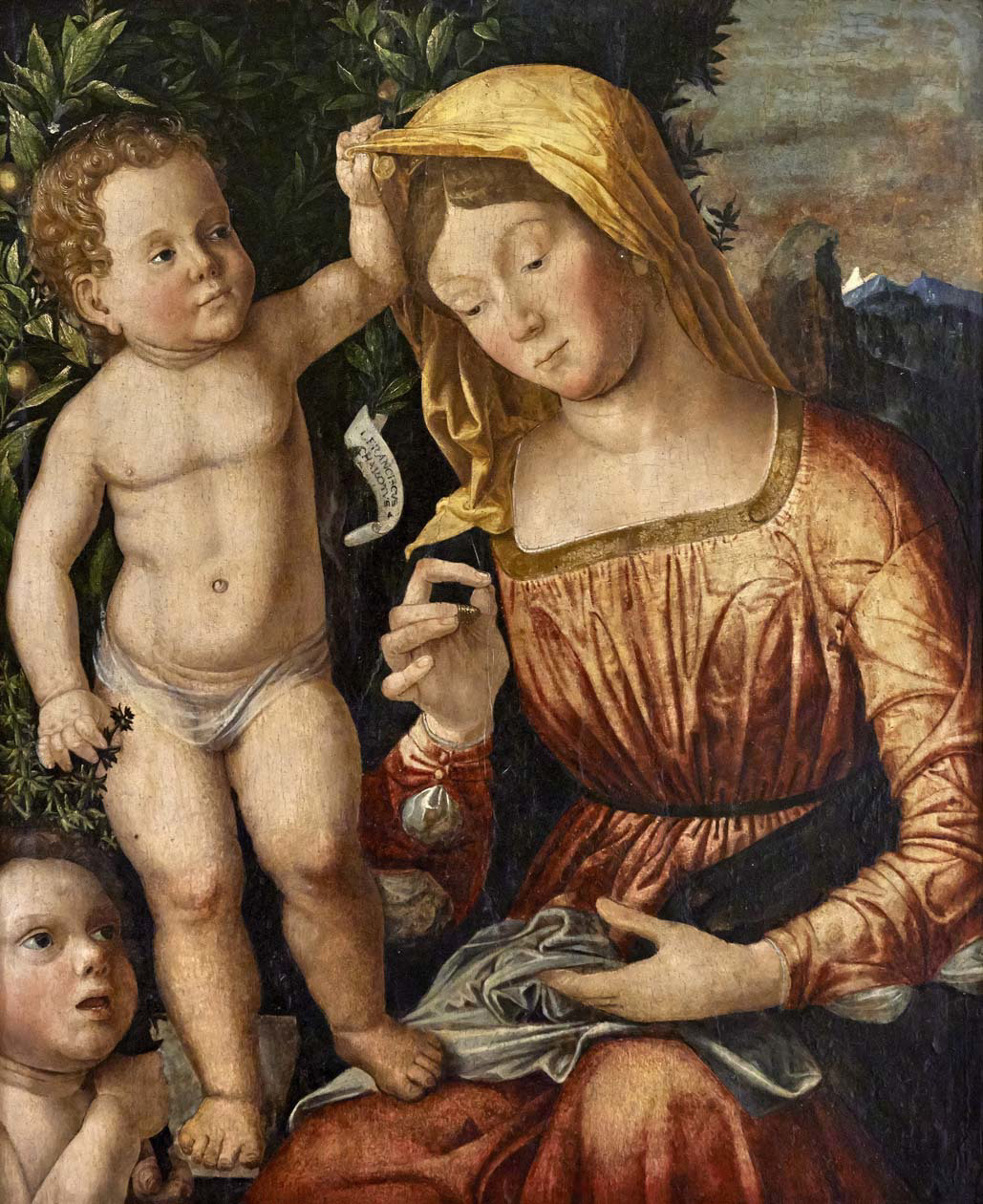 Giovan Francesco Caroto: Madonna con il Bambino e San Giovannino (Madonna cucitrice)
