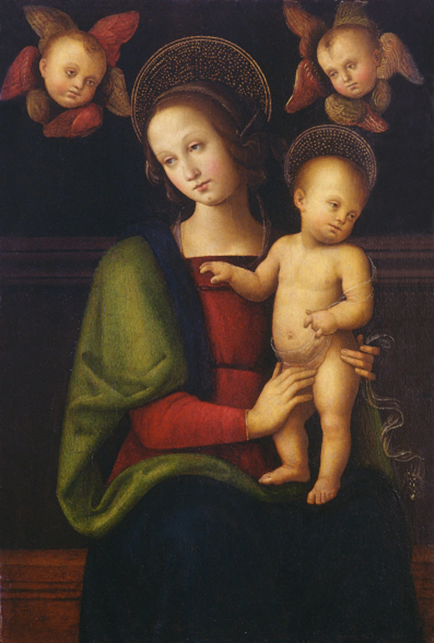 Pietro Vannucci detto il Perugino,Madonna col Bambino e due cherubini, 1495 ca.  Collezioni di Fondazione Perugia. Foto Copyright  © Ufficio Stampa Fondazione Perugia.