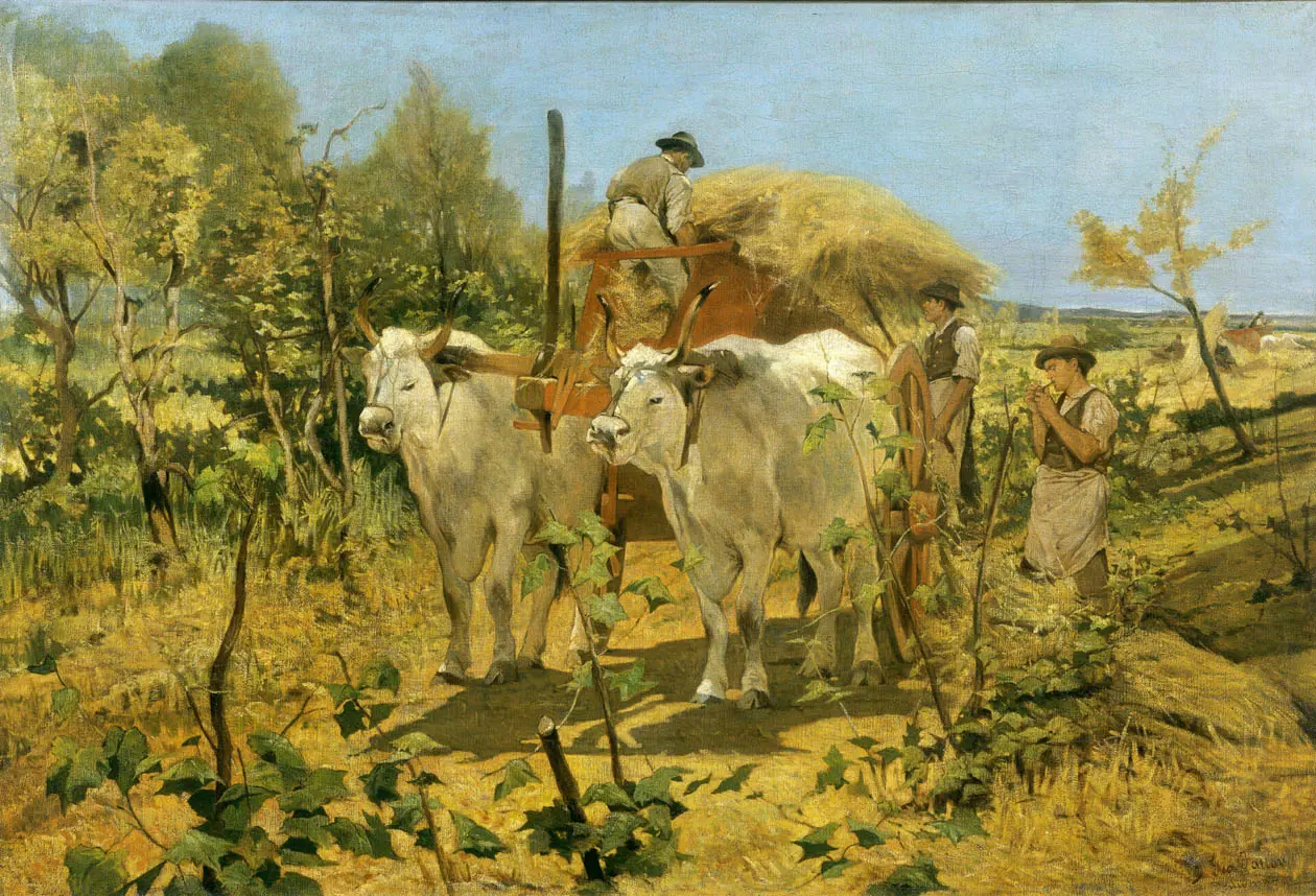 Giovanni Fattori Raccolta del fieno in Maremma - Collezione privata. Foto: Copyright © Associazione Amici di Palazzo Martinengo